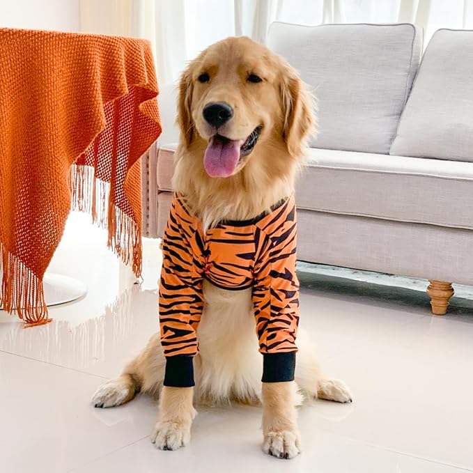 HDKUW Dog Elbow Protector for Calluses, Dog Joint Recovery Sleeve for Prevent Licking Wound, Elbow Sleeves with Mesh Pad for Medium Large Dogs Tiger 3XL