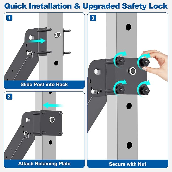 SELEWARE Squat Rack Attachment for Power Cage with 5/8" or 1" Holes | Y-Shaped Dip Bar Attachment, Nordic Hamstring Curl Attachment & Lever Arms for 2x2 or 3x3 Power Rack, Home Gym Accessories