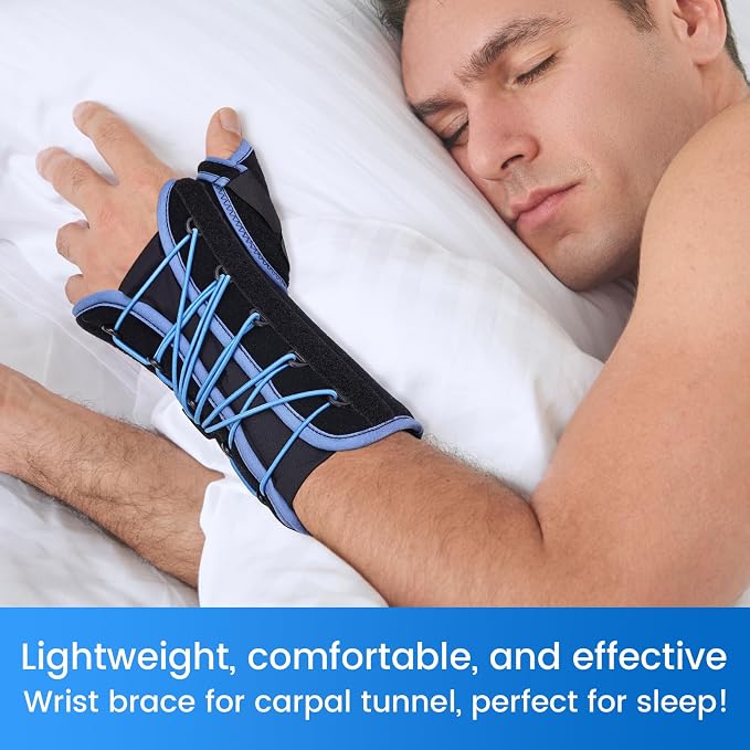 Velpeau Carpal Tunnel Wrist Brace with Thumb Stabilizer Night Support, Stabilizes Wrist Thumb Joint, Pain Relief for Tendonitis, De Quervain's Tenosynovitis, Arthritis (Drawstring, Left Hand, L)