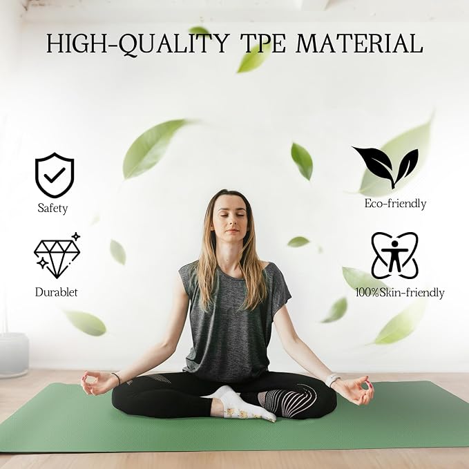 VTORY Extra Large Yoga Mat 6'x 4', (6mm /8mm), Thick Workout Mat | Non-Slip, Durable Exercise Mat for Home , Yoga, Pilates, Stretching