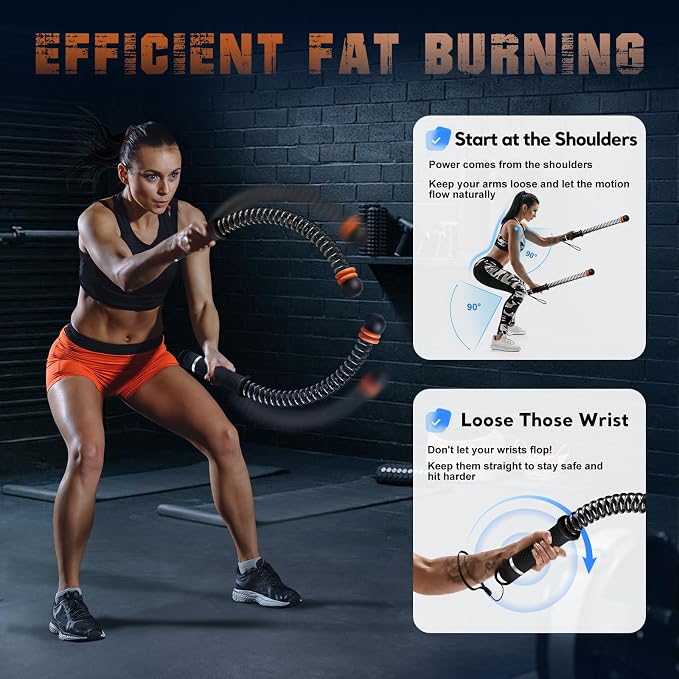 Ropeless Battle Ropes, Adjustable Weighted Cordless Battle Ropes for Home Gym, Portable Workout Equipment Exercise Rope for Strength Training, HIIT & Cardio Fitness