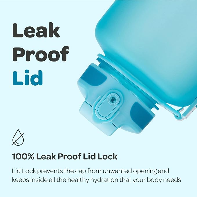 Hydracy 2L Large Water Bottle, Shatterproof, BPA Free Tritan Plastic, Leakproof, Zero Condensation, With Detachable Carry Strap, Spillproof Lid, Convenient Silicon Spout, Ideal for Gym, Yoga | Leakproof,BPA Free,No Sweat Neoprene Sleeve,Carry Strap,Dai...