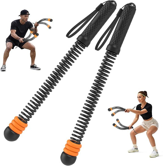 Adjustable Ropeless Battle Ropes,Home Gym Workout Equipment | with 6 Weight Rings, Heavy Duty Cordless Battle Rope for HIIT & Cardio Full-Body Workout, Non-Slip Spiral Handles