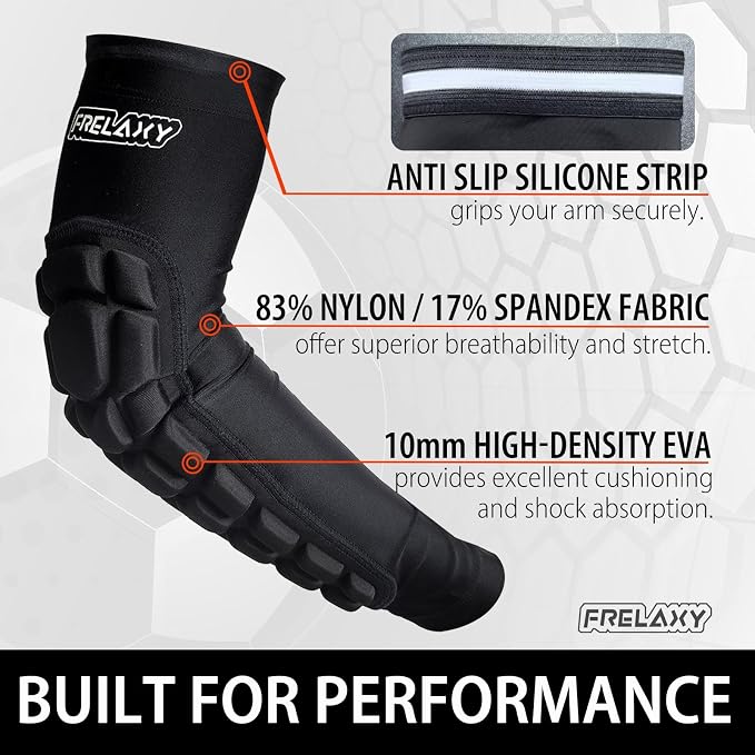 Frelaxy Elbow Pads, Padded Arm Sleeves for Volleyball and Football, 2 Pack