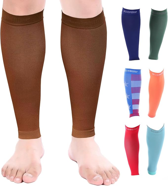 Doc Miller Compression Calf Sleeve for Men & Women, 20-30mmHg | Graduated Support for Running, Shin Splints, Calf Strain, Knee High, Small to 6XL Plus Size