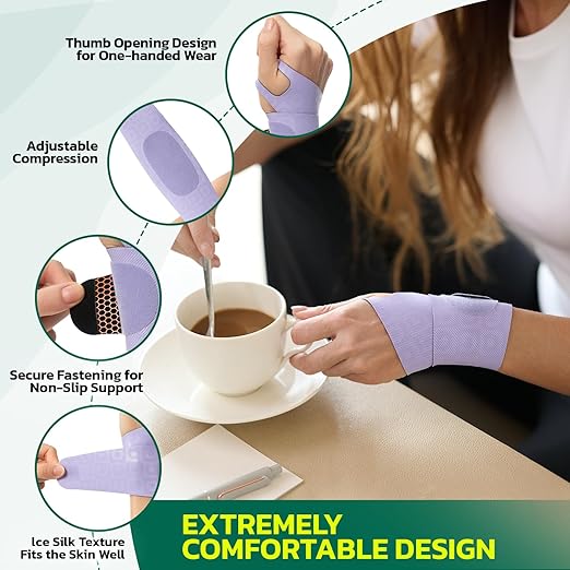 Adjustable Wrist Brace for Pain Relief, Carpal Tunnel & Tendonitis Support – Ergonomic Compression, Breathable & Anti-Slip Design, Fits Left & Right Hand, Ideal for Sports, Gaming & Office Use 2pcs