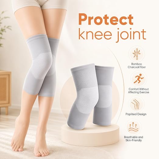 Bamboo Knee Sleeve for Knee - One Pair Bamboo Compression Knee Sleeve for Women,Bamboos Compression Knee Sleeve,Elastic Warm Knee Brace (Medium(55-75KG))