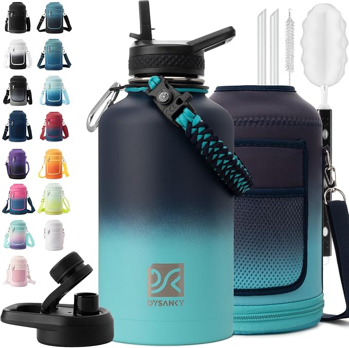DYSANKY Insulated Water Bottle with Portable Carrier Bag for Outdoor 64 oz
