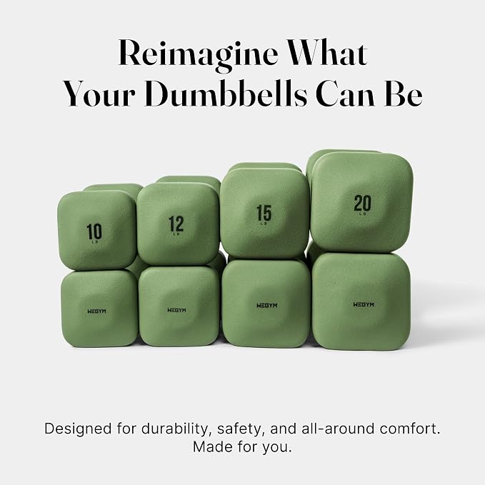 WeGym Square Dumbbells for Home Gym, Hand Weights for Strength Training