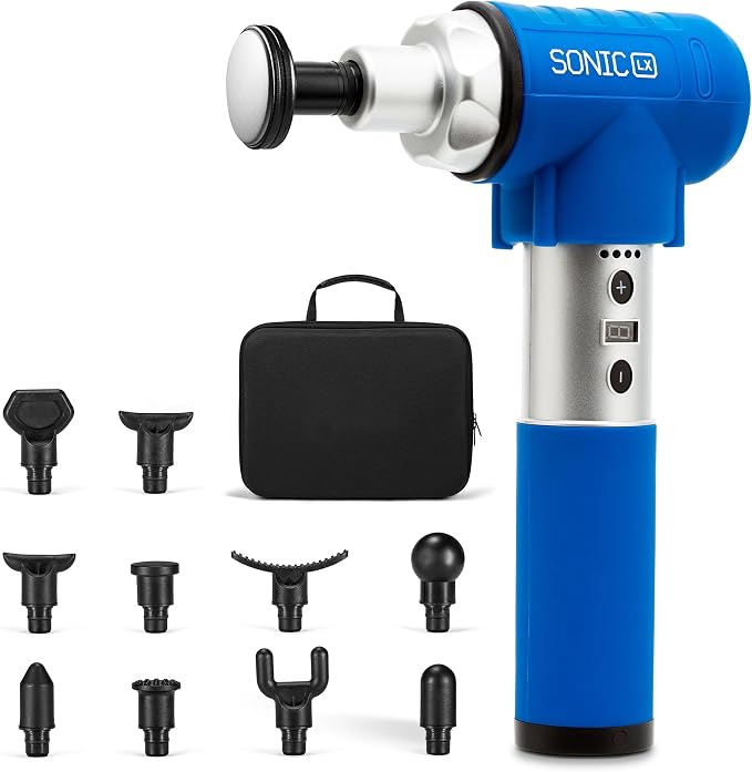LifePro Sonic LX Percussion Massage Gun Deep Tissue with Heat & 10 Heads | 9 Speeds, 131°F Heated Tip, Carry Case, USB-C, Handheld Massage Gun with Heat Therapy & Muscle Gun for Back, Neck & Calves