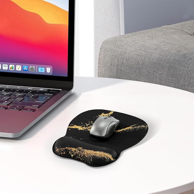 EooCoo Ergonomic Mouse Pad with Wrist Rest, Memory Foam Support Mousepad | Non-Slip Base for Computer, Cafe, Home & Office, 9.64 x 8.26 in Office Desk Accessories, Carpal Tunnel Relief