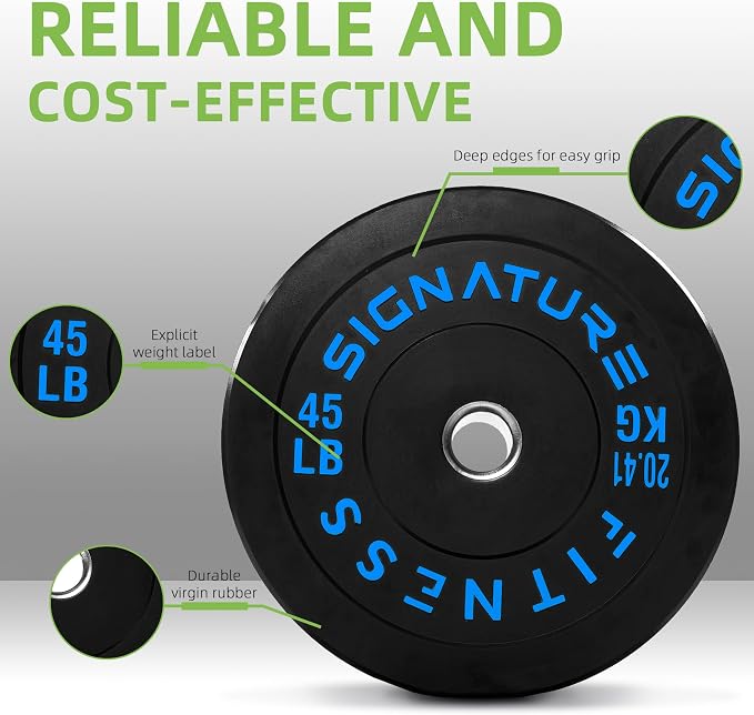 Fitvids 2-Inch Olympic Rubber Weight Plates Pair, Bumper Plates for Strength Training, multiple options