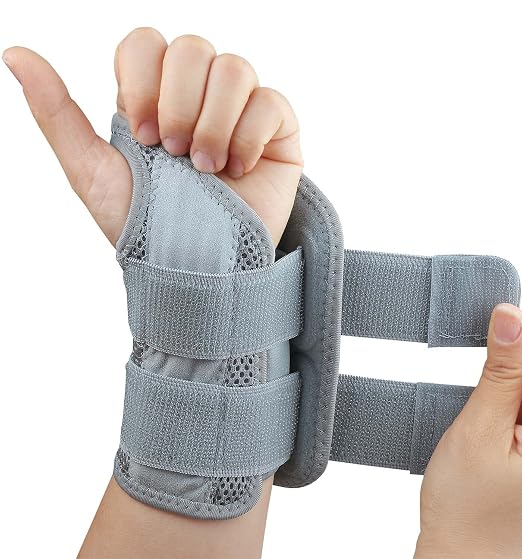 Carpal Tunnel Wrist Brace, Adjustable Wrist Support Brace, Night Wrist Sleep Supports Splints Arm Stabilizer (Left Hand, S/M, Grey)