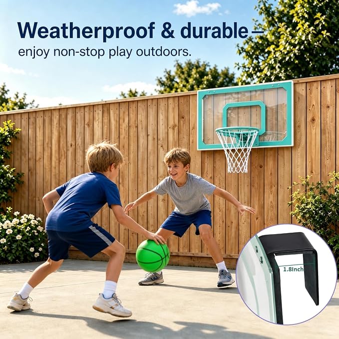 Mini Basketball Hoop Indoor – Over Door Basketball Set w/ 17"x11" Shatterproof Backboard, Foam-Padded Door Protection, Quiet Slam Dunk, 3 Mini Balls & Pump, No Tools Required