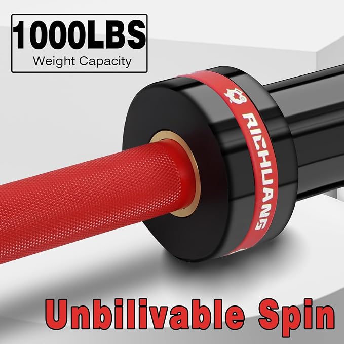 7ft Olympic Barbell 28mm 45lb – 500/700/1000LB Bar for Home Gym | Ceramic coated steel. Smooth spinning sleeves. Fits 2" plates. For snatch, clean and jerk, squats, deadlifts, bench press.