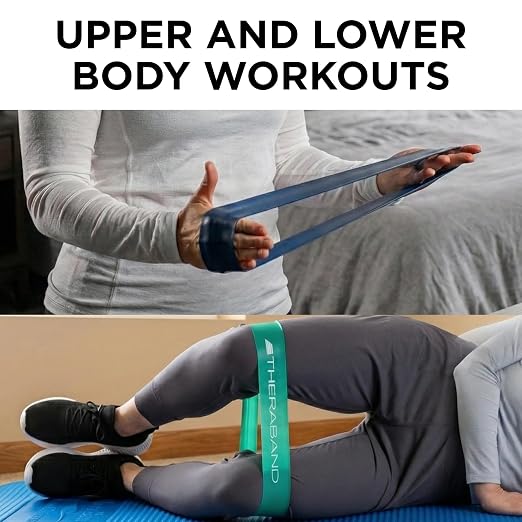 THERABAND Resistance Band Loop Set, 12", Exercise, Workout, Therapy | Resistance band for exercise, physical therapy and stretching, with progressive color-coded levels