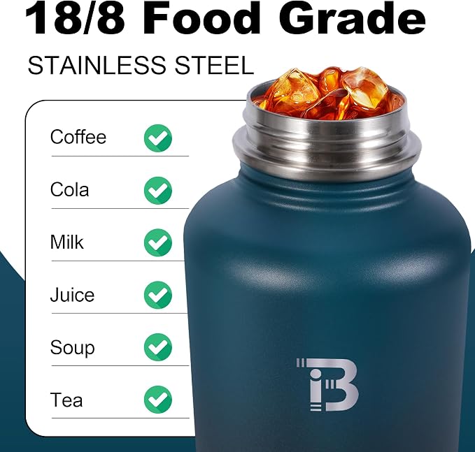 TOPBADE 32oz Insulated Water Bottle with Straw Lid & Spout Lid & Paracord Handle, Stainless Steel Water Bottle Wide Mouth, Double Wall for Women Men Gym Fitness Outdoor