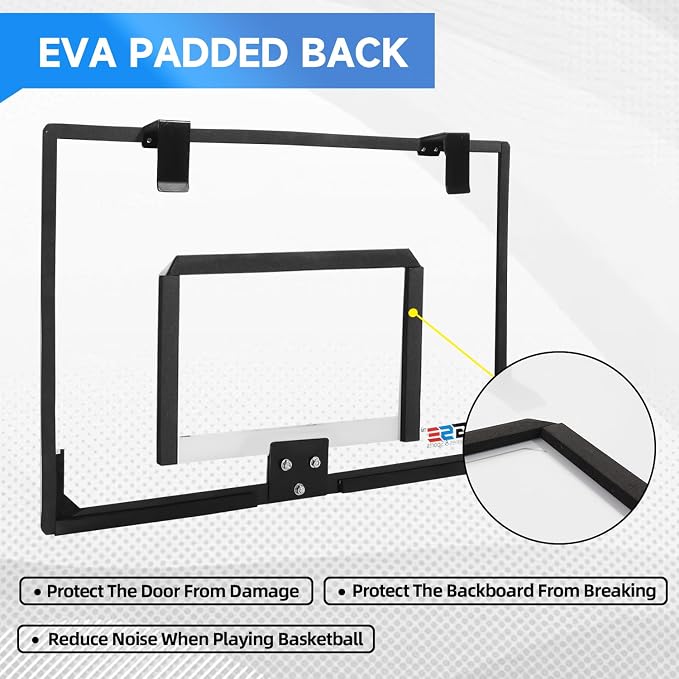 GSE Over-The-Door Basketball Hoop with Basketball & Pump, for Home & Office | Wall-Mounted Basketball Hoop Complete Accessories, Clear Impact-Resistant PC Backboard, PVC Basketball, Several Style Choice