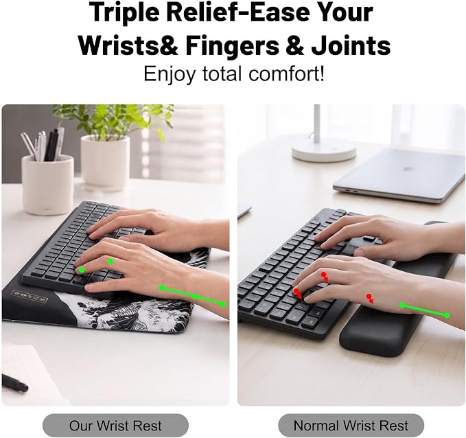Keyboard Stand with Wrist Rest，Ergonomic Keyboard Riser Holder Lifter Tray | Kanagawa Waves，Computer Wrist Support Pad，Ergonomic Keyboard stand for desk，Soft Memory Foam Desk Cushion，Non-Slip
