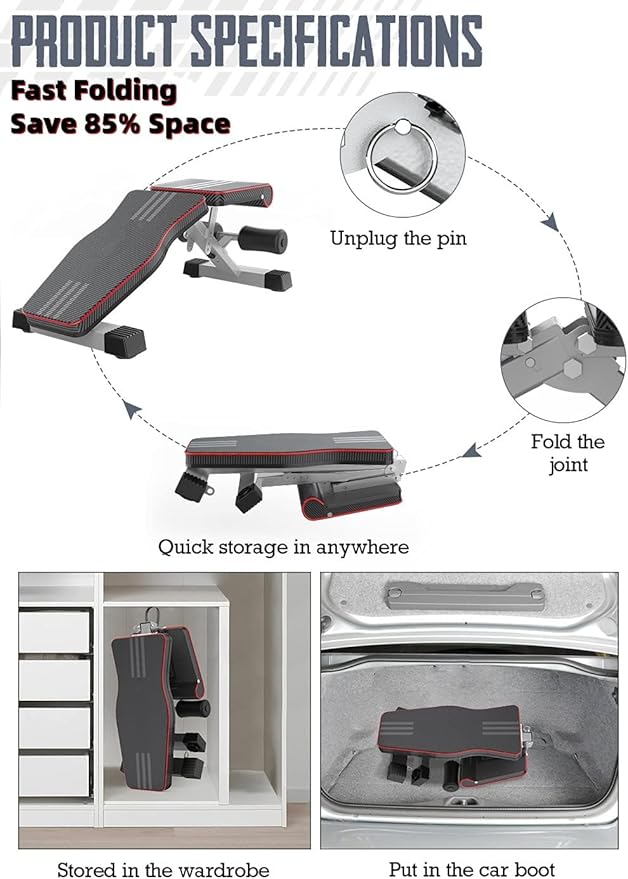 Weight Bench, Foldable Weight Benches for Home Gym with 660 LBS, Adjustable Weight Bench with 72 Training Angles, Incline Bench Press for Full Body
