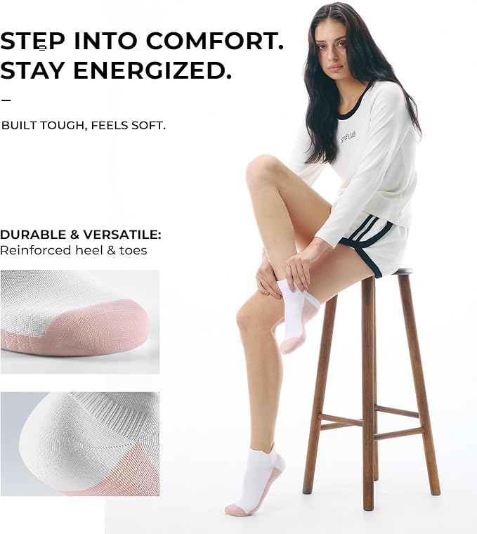 FITRELL Ankle Compression Socks for Women & Men - 5/6 Pairs Cushioned Arch Support Running Socks, Plantar Fasciitis Relief