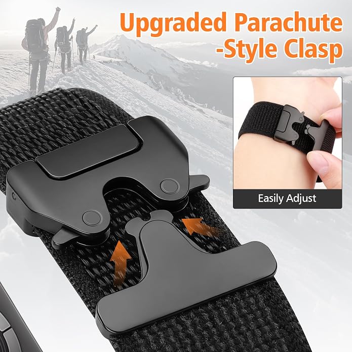 Elastic Sport Band for Apple Watch Ultra 3/2/1 Bands 49mm 46mm 45mm 44mm 42mm 41mm 40mm 38mm Men Women, Adjustable Parachute Buckle Nylon Fabric Wristband for iWatch Series 11 10 SE 9 8 7 6 5 4 3