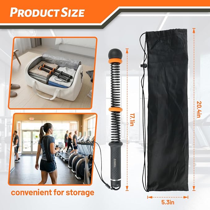 RAWILL Weighted Ropeless Battle Ropes for Home Gym, Portable Cordless Workout Equipment for HIIT, Strength, High Calorie Burn & Low-Impact Cardio for Men & Women, with Storage Bag & Workout Guide