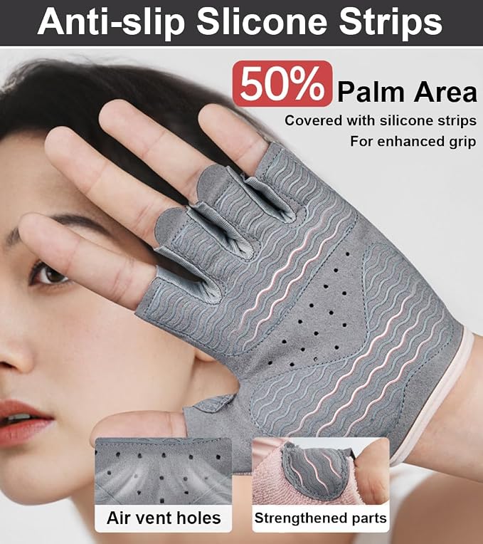 SUJAYU Gym Gloves Workout Gloves Women, Anti-Slip Breathable Gym Essentials Women for Weightlifting Cycling Training, Guantes para Gym Mujer