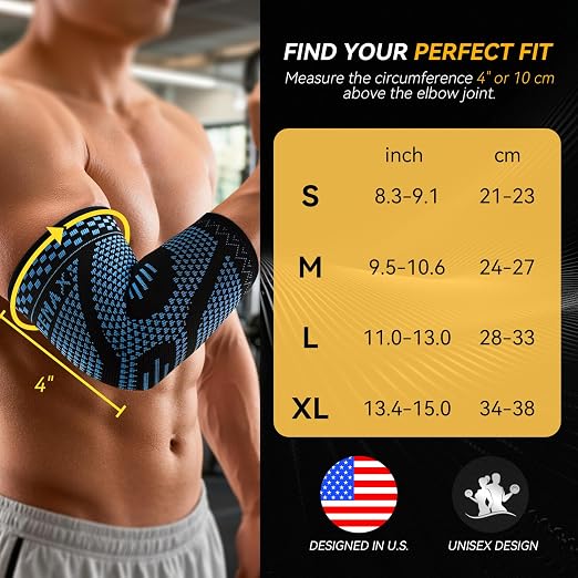 INDEEMAX Copper Elbow Compression Sleeve, 2 Pack Elbow Brace for Tendonitis | Elbow Sleeve for Women Men, Arm Support for Tennis & Golfer's Elbow, Joint Pain Relief, Arthritis, Bursitis, Weightlifting