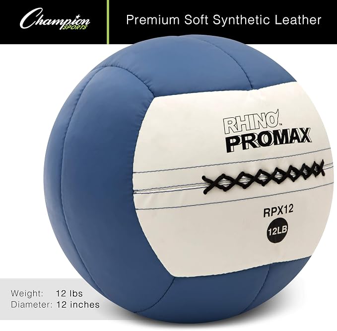 Champion Sports Rhino Promax Wall Balls - Soft Shell Non-Slip Grip for Weightlifting, Plyometrics, Cross Training, & Home Gym