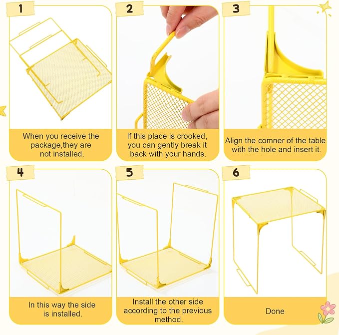 RattanView 10 Pcs Locker Accessories Kit Magnetic Acrylic Mirror Plush Rug Small Comb 6 Flower Magnet Locker Organizer for Back to School Teen Student Girl Office Work Lockers Decoration Gift(Yellow)