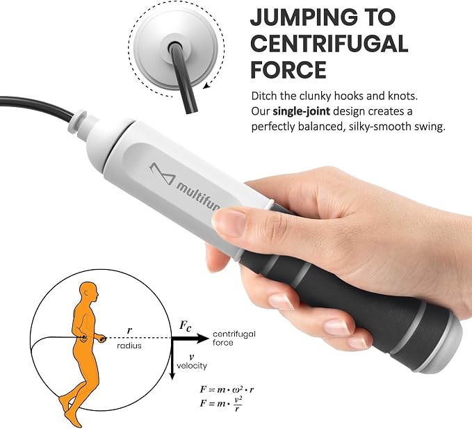multifun Digital Jump Rope with Smart Counter & Timer - Adjustable Speed Skipping Rope for Fitness, Weight Loss, Boxing, MMA - Tangle-Free Ball Bearings & Anti-Slip Handles for Men, Women, Kids.(Check 2026 New Evolution for 3s Rope Swap)