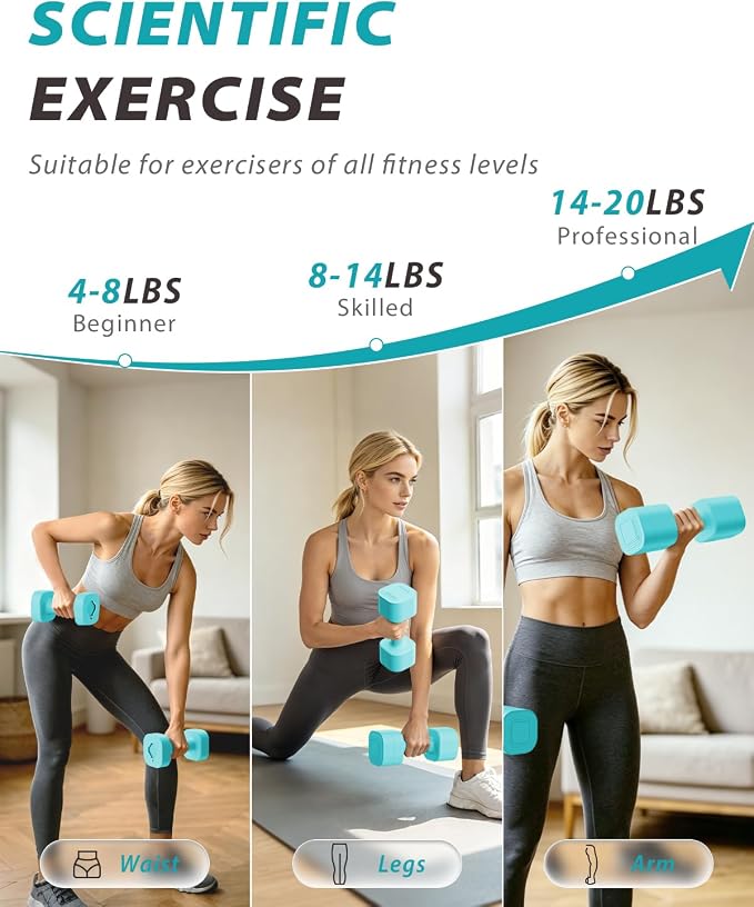 Ragebby Adjustable Dumbbell Set of 2, Weights for Men and Women at Home | Anti-slip Handle, Weights Dumbbells Set, 2lb/3lb/5lb/10lb/15lb/20lb for Pilates, Yoga, Strength Training