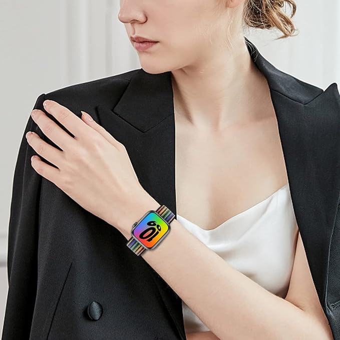 Sport Loop Nylon Band Compatible with Apple Watch Band 38mm 40mm 41mm 42mm 44mm 45mm 49mm Ultra iWatch Series 8 7 6 SE 5 4 3 2 1 Strap, Fit for iPhone Watch Band Women Men Stretchy Elastic | Nylon Sport Loop Wristband Compatible with Apple Watch Ultra ...