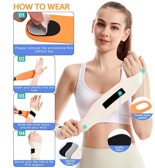 Ultra-Thin Elastic Wrist Brace Wrist Wraps, Compression Wrist Straps Support for Carpal Tunnel Arthritis Tendonitis Sprains Pain Relief Workout, Soft & Comfortable (Beige (Pack of 2))