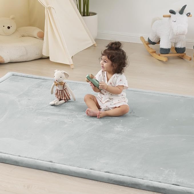 1.5" Thick Baby Play Mat for Floor,59x71 Padded Playpen Mat, Non-Slip | Ultra Soft Playmat for Baby,Tummy Time Foam Mats,Cushioned for Infant,Kids and Toddler Crawling,Easy Care