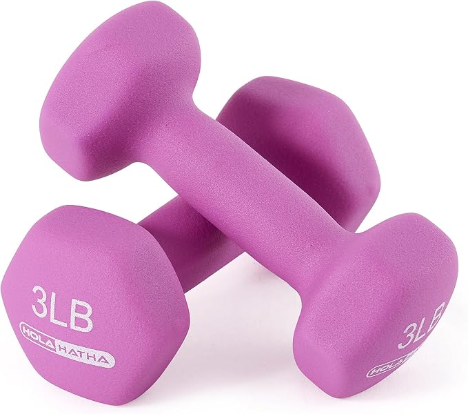 HolaHatha 1, 2 and 3 lb Neoprene Dumbbell Strength Training Weight Set with Rack