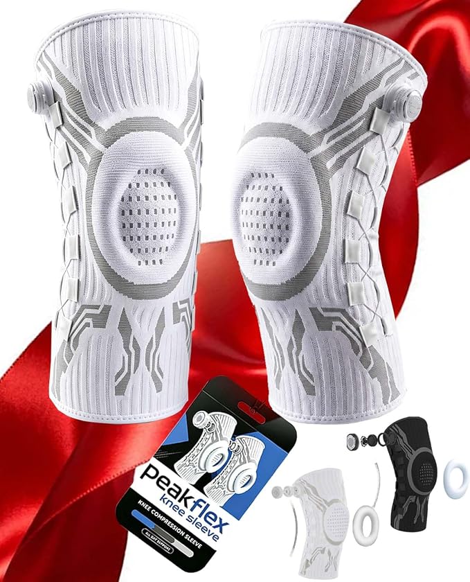 Knee Sleeve, Adjustable Knee Brace With Precision Dial, Patella Gel Pad & Side Stabilizers For Running, Workout
