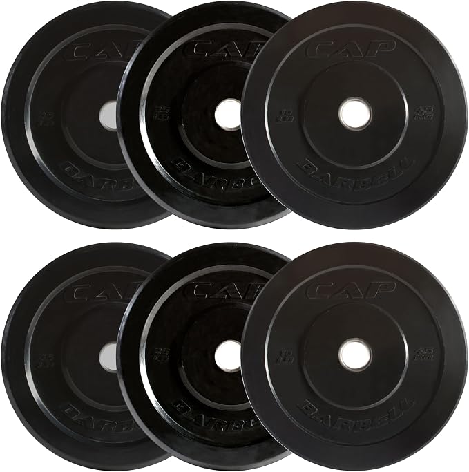 CAP 2-inch Olympic Bumper Plate Weight Set | 100-370 lbs | Multiple Colors | Storage Rack Optional