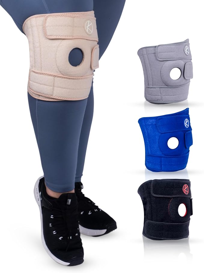 KARM Plus Size Knee Brace for Women & Men Plus Size - Adjustable Knee Support Brace for Meniscus Tear, Arthritis Pain, Compression with Side Stabilizers - Obese People (XL/XXL/3XL Beige)
