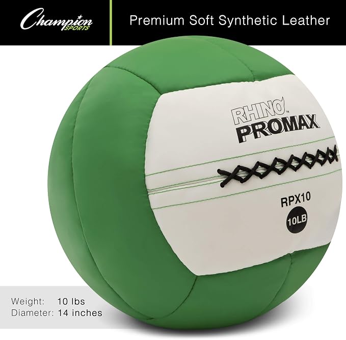 Champion Sports Rhino Promax Wall Balls - Soft Shell Non-Slip Grip for Weightlifting, Plyometrics, Cross Training, & Home Gym