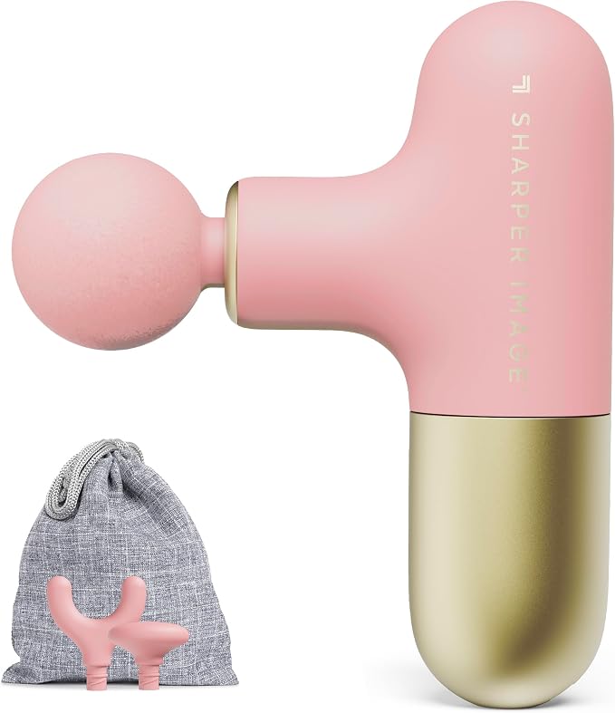 Sharper Image PowerBoost Mini Massage Gun [2026 Version] - Deep Tissue Percussion Massager| Muscle Recovery & Pain Relief| Quiet Handheld Massage Tool| Powerful & Compact| Travel Size | Gift for Women