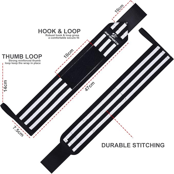 AQF Wrist Wraps for Weightlifting & Powerlifting, 18" USPA Approved (Pair)