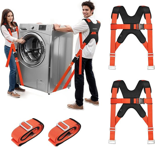 Ytonet Moving Straps, Lifting Straps for Move Furniture, 2-Person Shoulder Lifting and Moving System with Back Support for Appliances, Mattresses, Heavy Objects up to 800lbs, 120" Round Sling, Orange