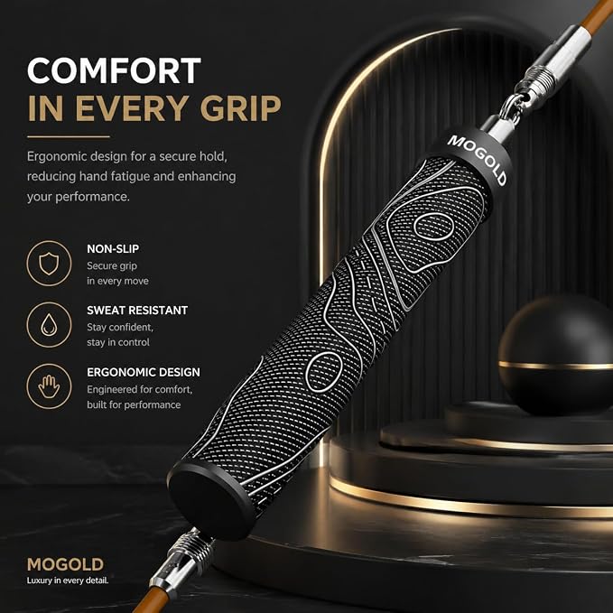 Weighted Jump Rope for Men Women -Interchangeable 1/5lb 1/4lb 1/2lb Heavy jump ropes - 360 Degree Spin - Length Adjustable,Ergonomics Leather Grip Skipping Rope for Fitness Weight Loss & More