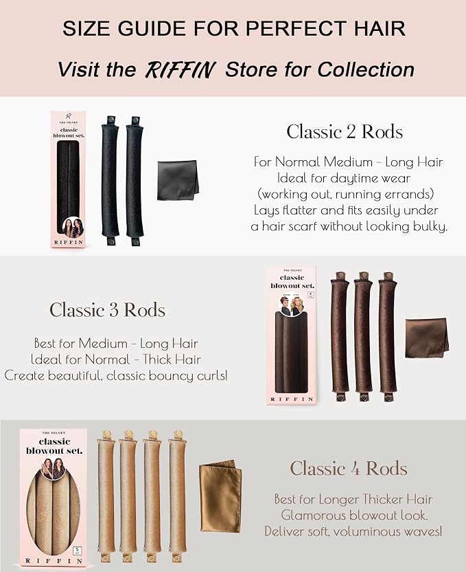 Classic Heatless Curls Overnight Rods No Heat Hair Curlers to Sleep Jumbo Foam Large Hair Rollers for Medium Long Hair Blowout Look, Heatless Flexible Curling Rod Set with Satin Wrap for Sleeping