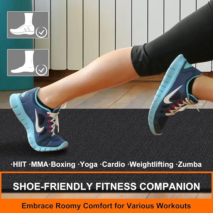 Large Exercise Mat 8'x5'|12'x6'|6'x4'|6'x2' Workout Mat for Home Gym Mats Exercise Heavy Duty Gym Flooring Fitness Mat Large Yoga Mat Cardio Mat for Weightlifting, Jump Rope, MMA, Shoe-Friendly
