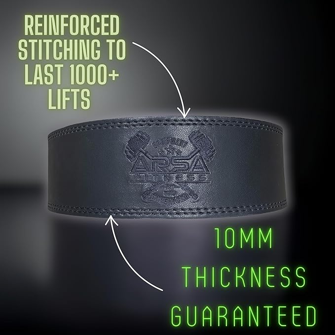 Arsa Fitness Weightlifting Adjustable Lever Belt for Men & Women Real Cow Hide Leather for Powerlifting Back Support Workout Deadlifts Squats 10MM Thickness 4" Width - Nighthawk