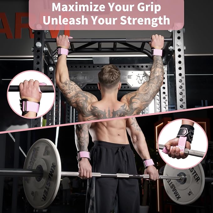 Drip Glue Non-Slip Wrist Straps for Weightlifting, 2-in-1 Lifting Straps with D Rings for Cable Machine Workout, 10mm Neoprene Padded Wrist Wraps for Weight Lifting Deadlift