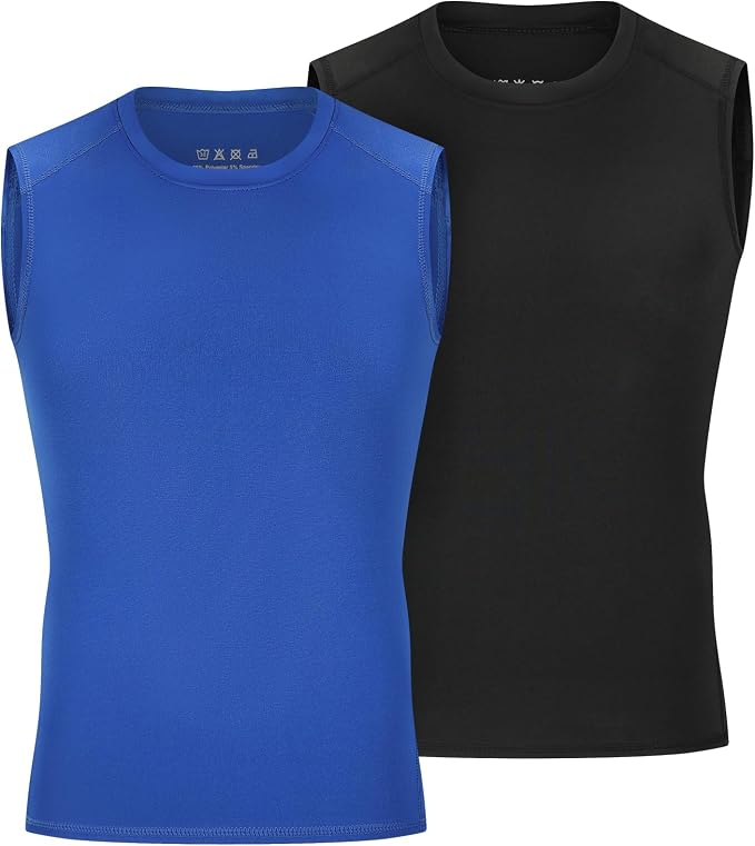 Youth Boys Sleeveless Compression Shirt Basketball Football Undershirt Quick Dry Kids Athletic Tank Tops for Workout